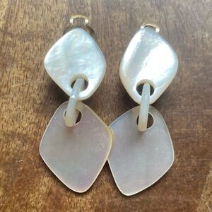 MONIES iridescent mother of pearl clip Drop Dangle Earrings - White/Cream